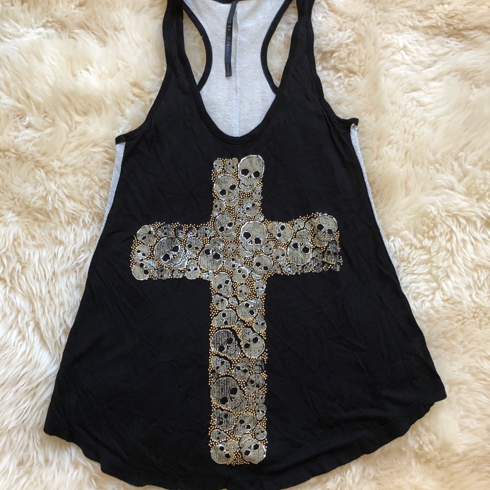 Black tank with embellished skulls/cross